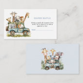 サファリテーマベビーシャワーおむつラッフルチケット ノートカード (正面/裏面)