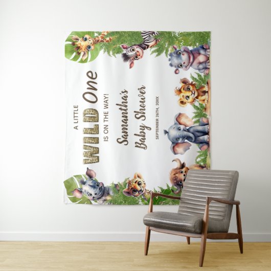 サファリテーマベビーシャワーウェルカムサイン タペストリー (インサイチュ)