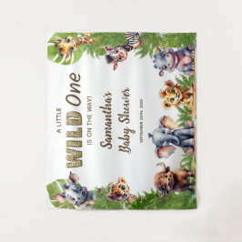 サファリテーマベビーシャワーウェルカムサイン タペストリー