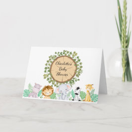 サファリテーマベビーシャワー折り畳み招待状 シーズンカード