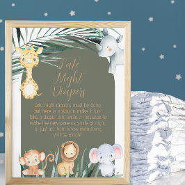 サファリテーマ深夜おむつことわざ ポスター