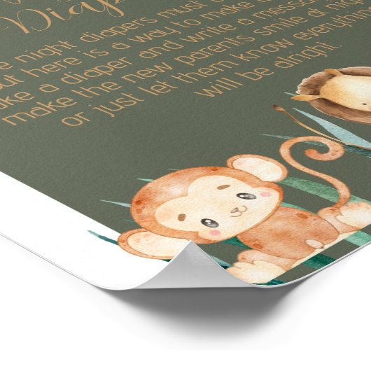 サファリテーマ深夜おむつことわざ ポスター (角)