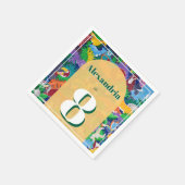 サファリテーマ誕生日カスタムの年齢の名前 スタンダードカクテルナプキン (角)