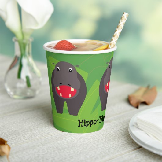 サファリテーマ誕生日ヒッポ 紙コップ (インサイチュ)