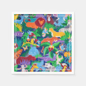 サファリテーマ誕生日レインボーカラフルパーティー スタンダードカクテルナプキン (正面)