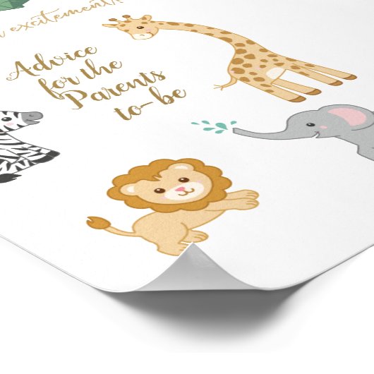 サファリテーマ赤ちゃんシャワーアドバイス ポスター (角)