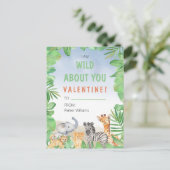サファリテーマI Am Wild About You Valentine's Day ポストカード (スタンド正面)