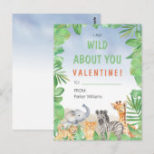 サファリテーマI Am Wild About You Valentine's Day ポストカード (正面/裏面)