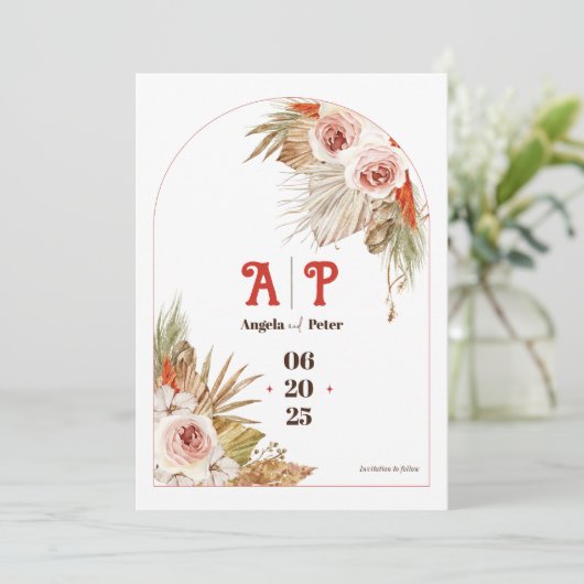 サファリデザートボホフラワーズ結婚式招待状 招待状 (スタンド正面)