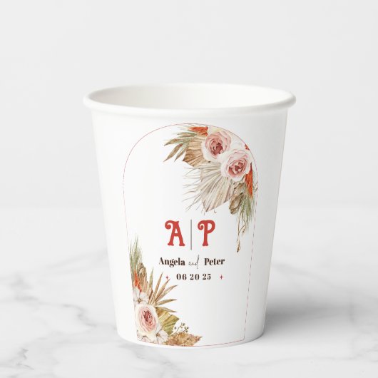 サファリデザートボホフラワーズ結婚式招待状 紙コップ (裏面)