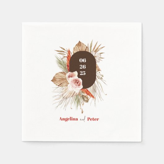 サファリデザートボホ結婚花 スタンダードカクテルナプキン (正面)