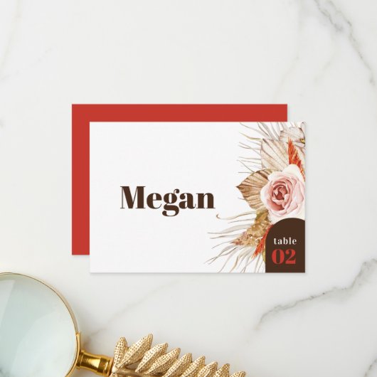 サファリデザートボー結婚ホフラワーズエスコートカード サンキューカード (正面/裏面インサイチュ)