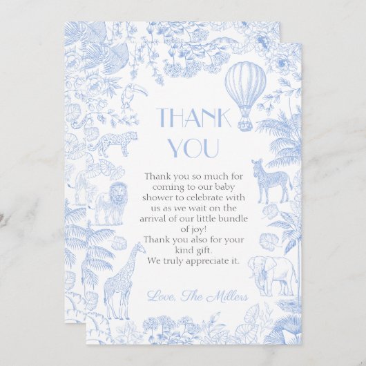 サファリトイレデジュイベビーシャワーサンキューカード 招待状 (正面/裏面)