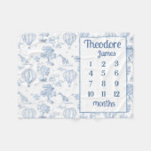 サファリトイレマイルストーンブランケット、男の赤ちゃんブルートイル フリースブランケット (正面(横))