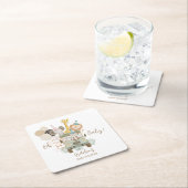 サファリトラックジャングル動物ボホベビーシャワー スクエアペーパーコースター (インサイチュ)