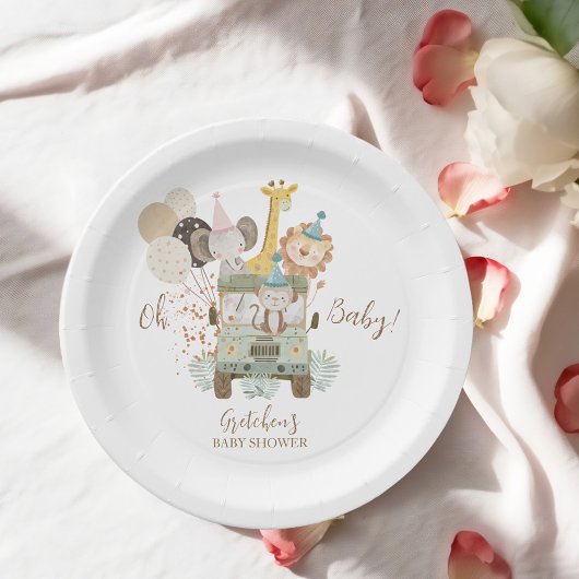サファリトラックジャングル動物ボホベビーシャワー ペーパープレート