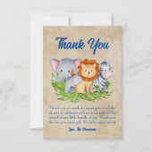 サファリトロピカルジャングルアニマルベイビーボーイシャワー サンキューカード (正面)