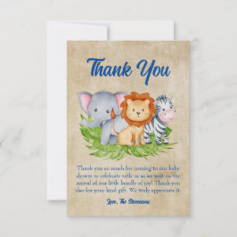 サファリトロピカルジャングルアニマルベイビーボーイシャワー サンキューカード