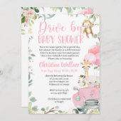 サファリドライブバイベビーシャワー招待状ズフォーガールズ 招待状 (正面/裏面)