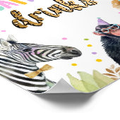 サファリドリンクサファリパーティー動物誕生日サイン ポスター (角)