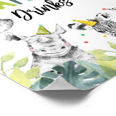 サファリドリンクパーティーアニマルズボーイ誕生日サイン ポスター (角)