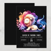 サファリハッピーライオン誕生日 招待状 (正面/裏面)