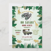 サファリバースデーパーティワイルドアニマルトラックジャングル 招待状 (正面)