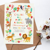 サファリバースデーパーティーの招待状、ジャングルサファリパーティー 招待状
