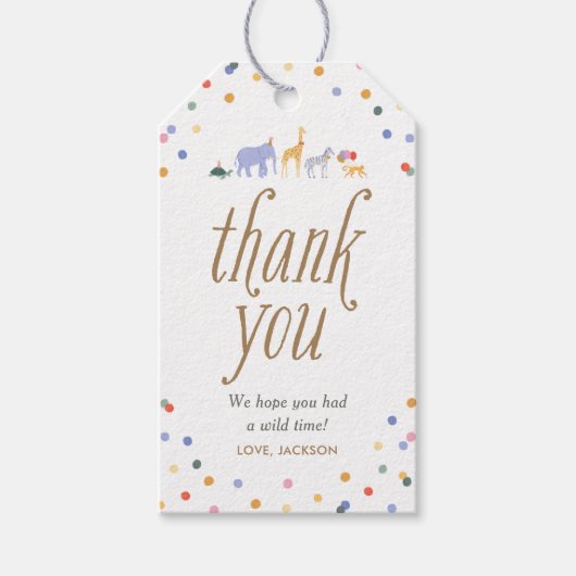サファリバースデーパーティーメッセージカード ギフトタグ (正面)