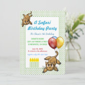 サファリバースデーパーティーレオパード招待状 招待状 (スタンド正面)