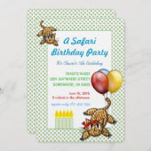 サファリバースデーパーティーレオパード招待状 招待状 (正面/裏面)