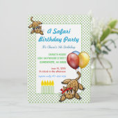 サファリバースデーパーティーレオパード招待状 招待状 (スタンド正面)