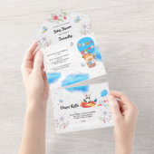 サファリパイロット動物の熱気球ジャングルパーティー オールインワン招待状 (貼ってはがせる)