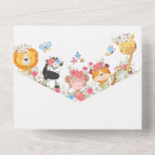 サファリパイロット動物の熱気球ジャングルパーティー オールインワン招待状 (裏面)