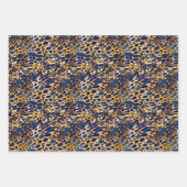 サファリパターントロピカルエキゾチック金ゴールドとネイビーブルー ラッピングペーパーシート (正面3)
