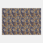サファリパターントロピカルエキゾチック金ゴールドとネイビーブルー ラッピングペーパーシート (正面2)