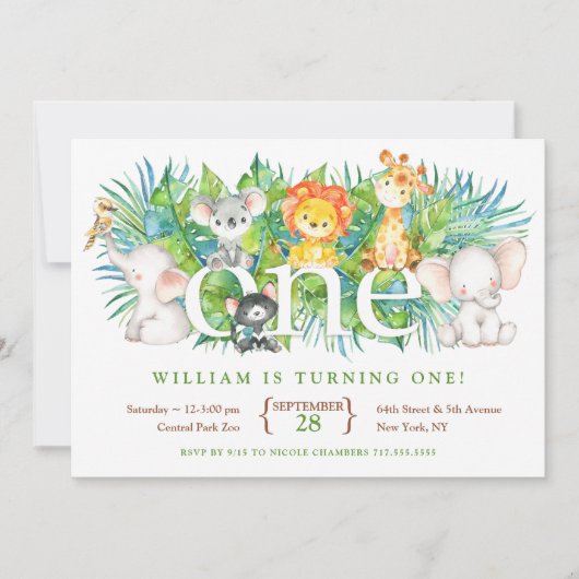 サファリパーク第1誕生日招待状 招待状 (正面)