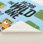 サファリパーソナライズされたアニマルイラストレーションワイルドワン シェルパブランケット (3/4)