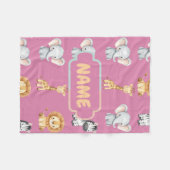 サファリパーソナライズされたアニマルキュートパステル子供部屋 フリースブランケット (正面(横))