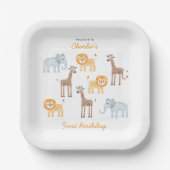 サファリパーソナライズされたアニマルズ誕生日パーティー ペーパープレート (正面)