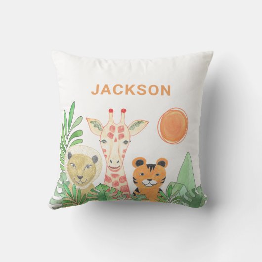 サファリパーソナライズされたアニマルチャイルド クッション (裏面)