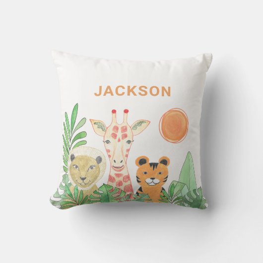 サファリパーソナライズされたアニマルチャイルド クッション (正面)