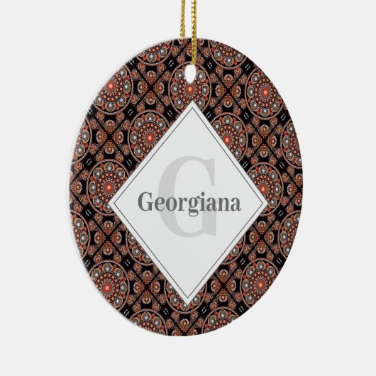 サファリパーソナライズされたサンセットボヘミアンマンダラタイル セラミックオーナメント (右)