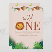 サファリパーソナライズされたジャングルの誕生日 招待状 (正面/裏面)