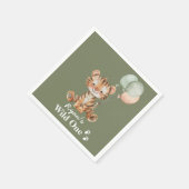 サファリパーソナライズされたジャングルワイルドワンパーティー動物 スタンダードカクテルナプキン (角)