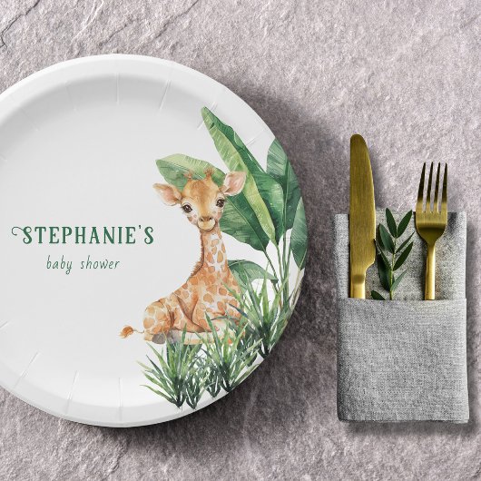 サファリパーソナライズされたワイルドワンキリン赤ちゃんシャワー ペーパープレート