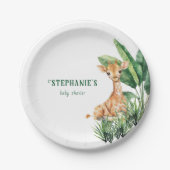 サファリパーソナライズされたワイルドワンキリン赤ちゃんシャワー ペーパープレート (正面)