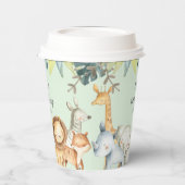 サファリパーソナライズされたーのジャングル動物のミント誕生日 紙コップ (左)