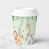 サファリパーソナライズされたーのジャングル動物のミント誕生日 紙コップ (右)