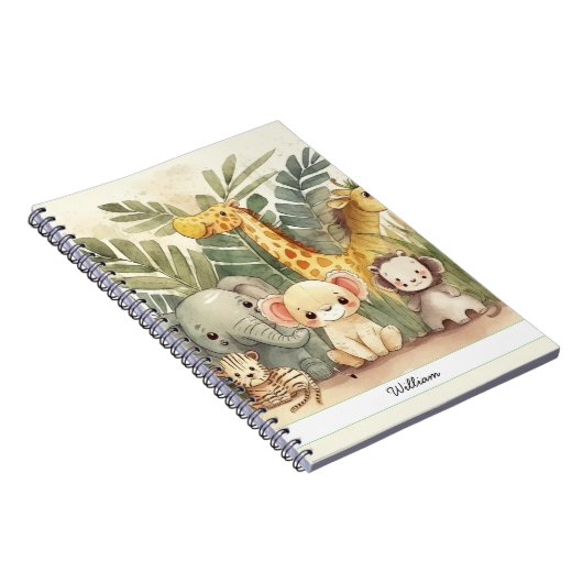 サファリパーソナライズされたーのジャングル動物 ノートブック (右側)
